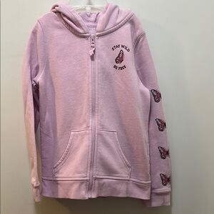 “Stay Wild Be Free” Kids Hoodie - Pink Size 6